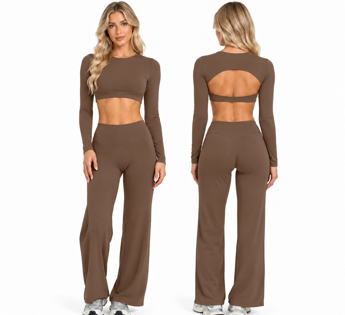GYMBABE Open Back Flare Set